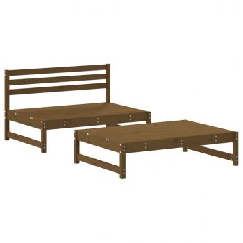 2-tlg. Garten-Lounge-Set mit Kissen Honigbraun Massivholz