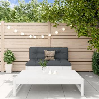 ARDEBO.de - 2-tlg. Garten-Lounge-Set mit Kissen Weiß Massivholz