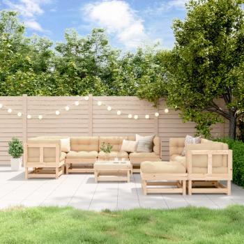 ARDEBO.de - 10-tlg. Garten-Lounge-Set mit Kissen Massivholz