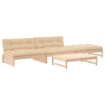 4-tlg. Garten-Lounge-Set mit Kissen Massivholz