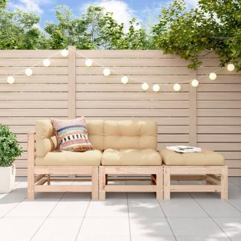 ARDEBO.de - 3-tlg. Garten-Lounge-Set mit Kissen Massivholz