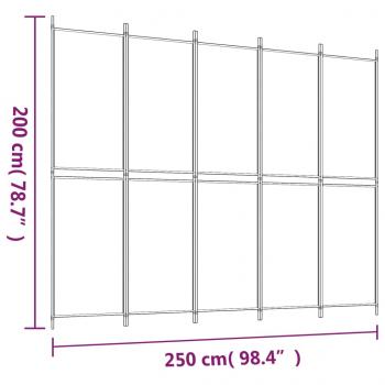 5-tlg. Paravent Braun 250x200 cm Stoff