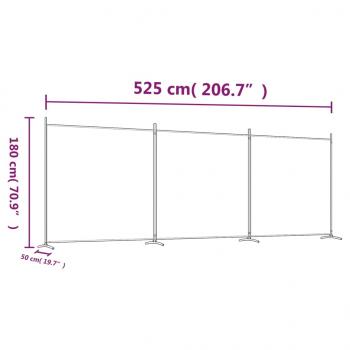 3-tlg. Paravent Braun 525x180 cm Stoff