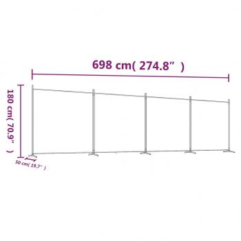  4-tlg. Paravent Braun 698x180 cm Stoff