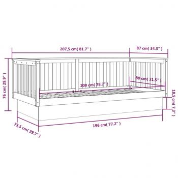 Tagesbett Schwarz 80x200 cm Massivholz Kiefer