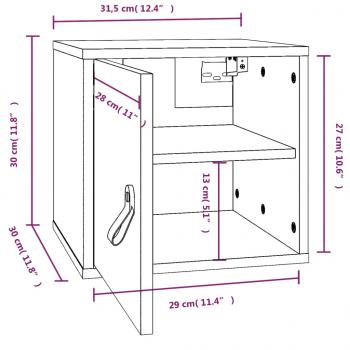 Wandschrank Grau 31,5x30x30 cm Massivholz Kiefer