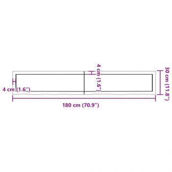 Wandregal 180x30x(2-6) cm Massivholz Eiche Unbehandelt