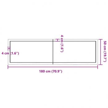 Wandregal Hellbraun 180x50x(2-4) cm Massivholz Eiche Behandelt