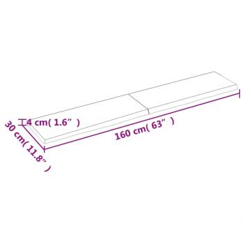 Wandregal Hellbraun 160x30x(2-4) cm Massivholz Eiche Behandelt