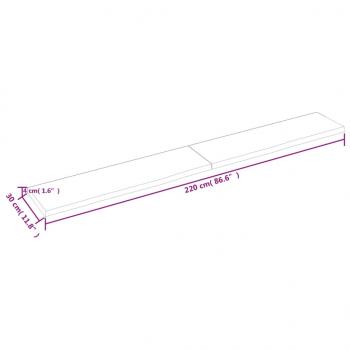 Wandregal Hellbraun 220x30x(2-4) cm Massivholz Eiche Behandelt