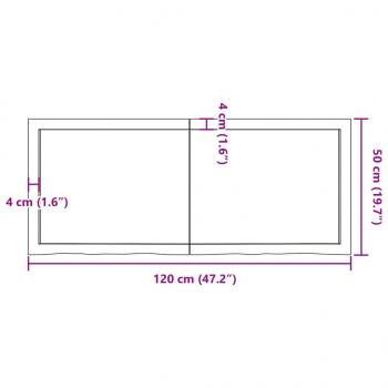 Wandregal Dunkelbraun 120x50x(2-6)cm Massivholz Eiche Behandelt