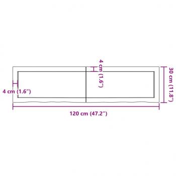 Wandregal Hellbraun 120x30x(2-4) cm Massivholz Eiche Behandelt