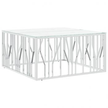 Couchtisch Silbern 100x100x50 cm Edelstahl und Glas