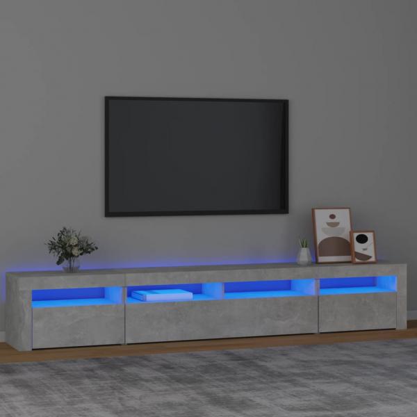 ARDEBO.de - TV-Schrank mit LED-Leuchten Betongrau 240x35x40 cm