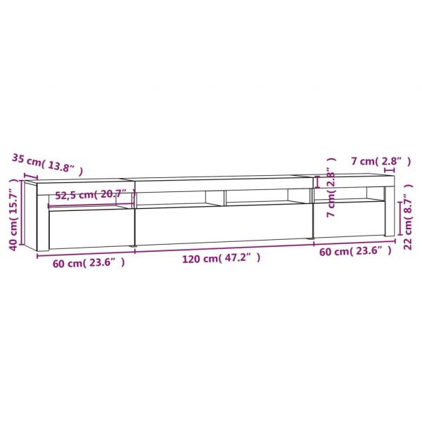 TV-Schrank mit LED-Leuchten Betongrau 240x35x40 cm