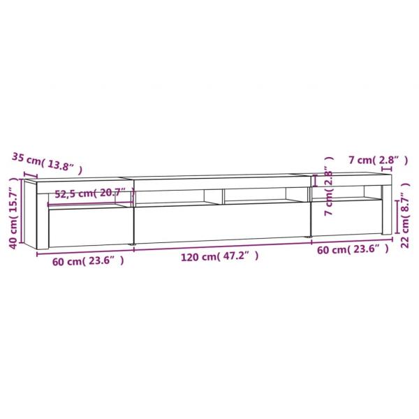 TV-Schrank mit LED-Leuchten Räuchereiche 240x35x40 cm