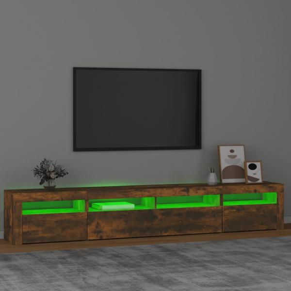 TV-Schrank mit LED-Leuchten Räuchereiche 240x35x40 cm