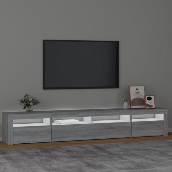 TV-Schrank mit LED-Leuchten Grau Sonoma 240x35x40 cm