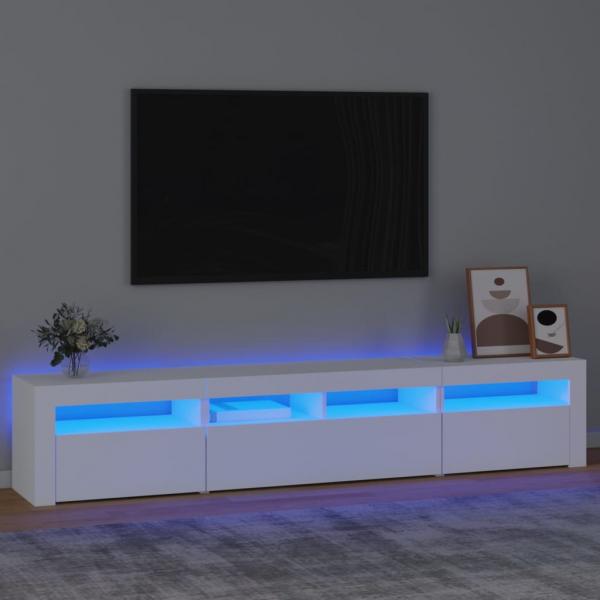 ARDEBO.de - TV-Schrank mit LED-Leuchten Weiß 210x35x40 cm