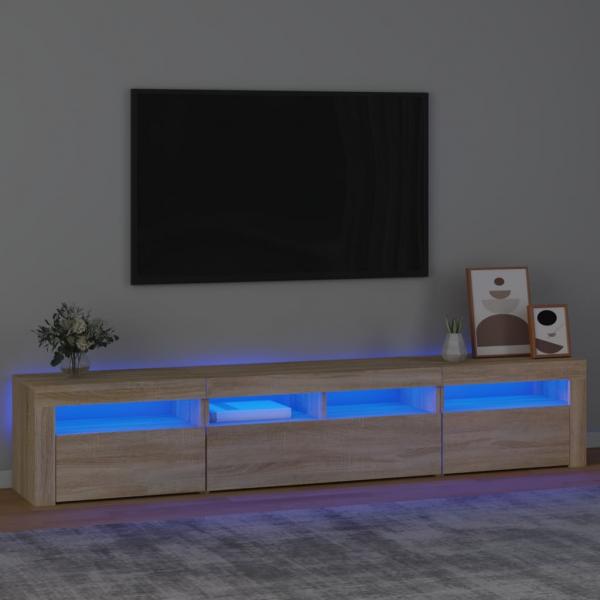 ARDEBO.de - TV-Schrank mit LED-Leuchten Sonoma-Eiche 210x35x40 cm