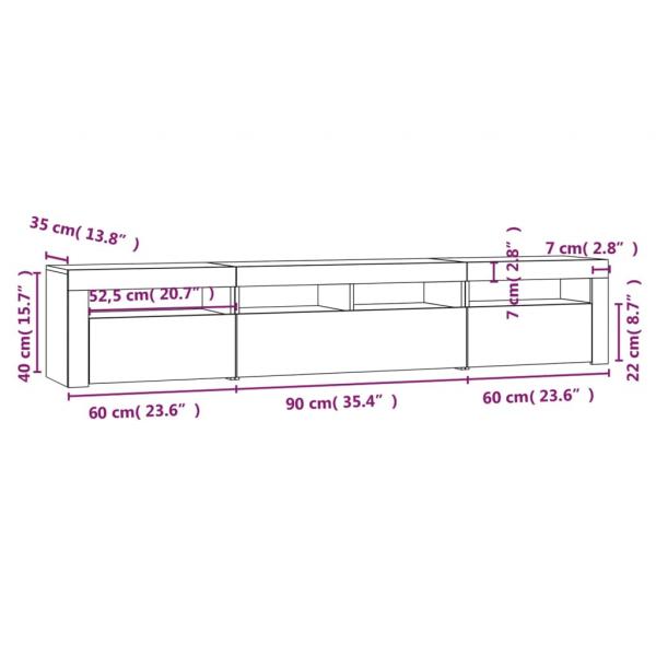 TV-Schrank mit LED-Leuchten Hochglanz-Weiß 210x35x40 cm