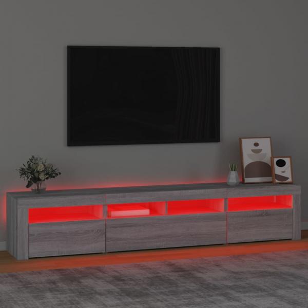 TV-Schrank mit LED-Leuchten Grau Sonoma 210x35x40 cm