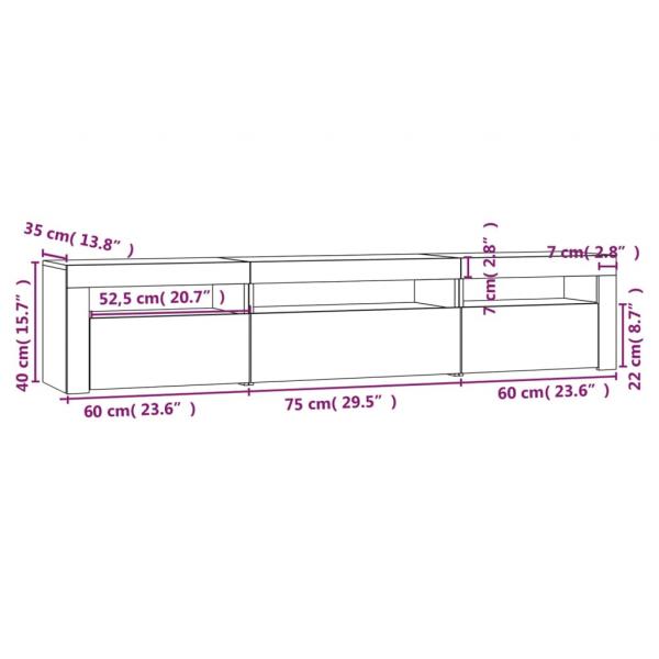 TV-Schrank mit LED-Leuchten Weiß 195x35x40 cm