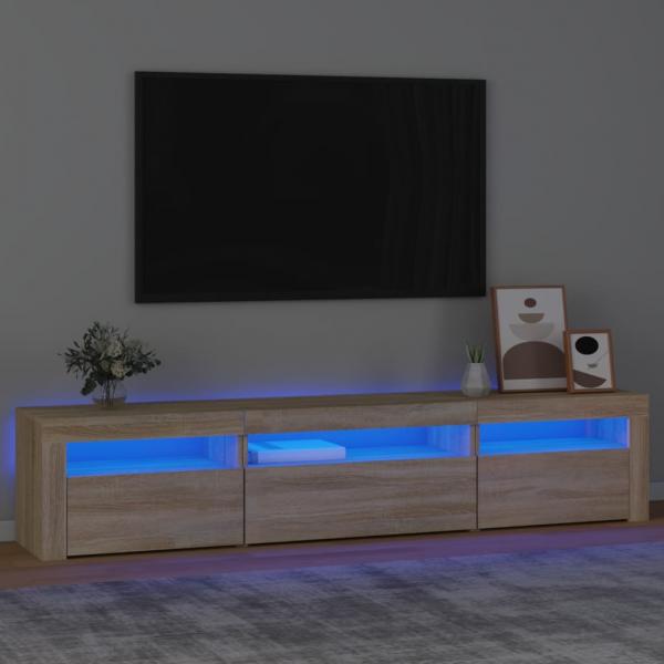 ARDEBO.de - TV-Schrank mit LED-Leuchten Sonoma-Eiche 195x35x40 cm