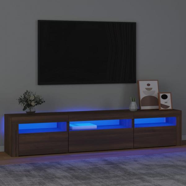 ARDEBO.de - TV-Schrank mit LED-Leuchten Braun Eichen-Optik 195x35x40 cm