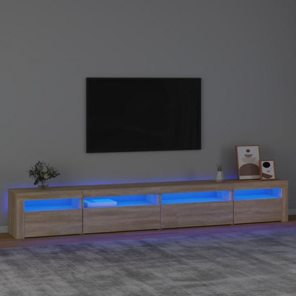 ARDEBO.de - TV-Schrank mit LED-Leuchten Sonoma-Eiche 270x35x40 cm