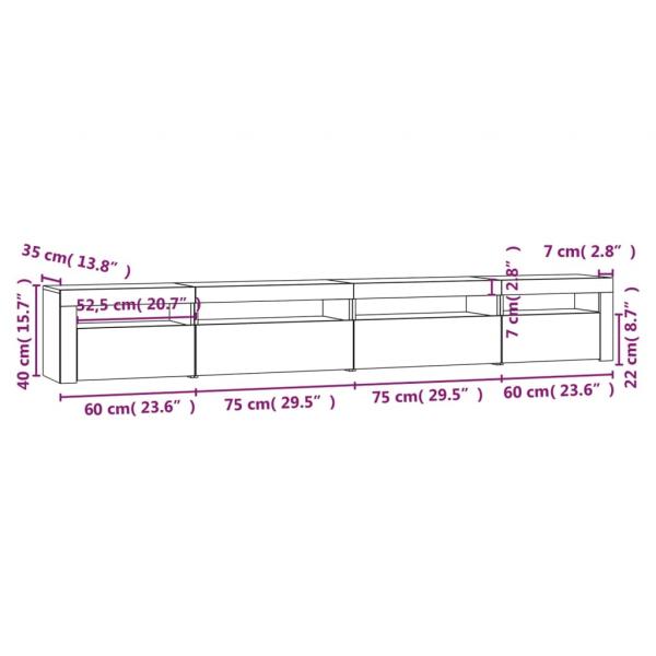 TV-Schrank mit LED-Leuchten Sonoma-Eiche 270x35x40 cm