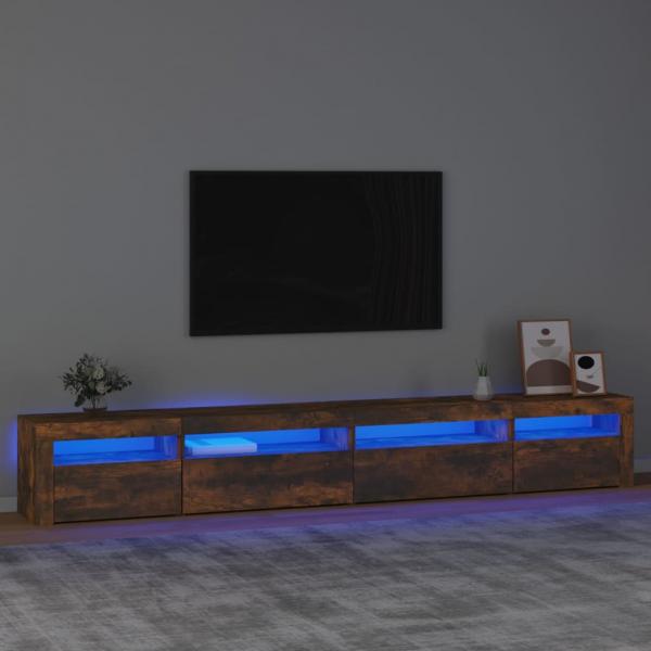 ARDEBO.de - TV-Schrank mit LED-Leuchten Räuchereiche 270x35x40 cm