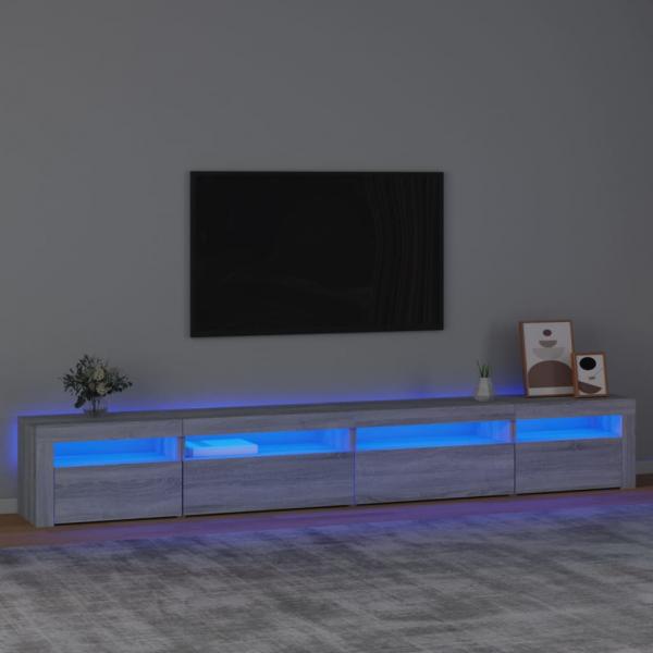 ARDEBO.de - TV-Schrank mit LED-Leuchten Grau Sonoma 270x35x40 cm