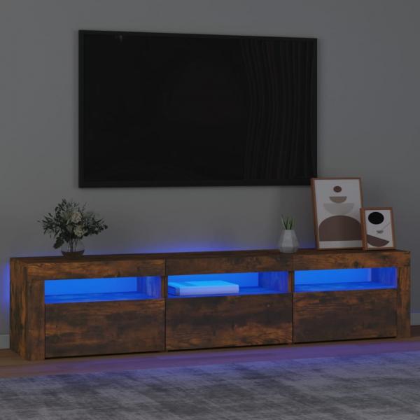 ARDEBO.de - TV-Schrank mit LED-Leuchten Räuchereiche 180x35x40 cm