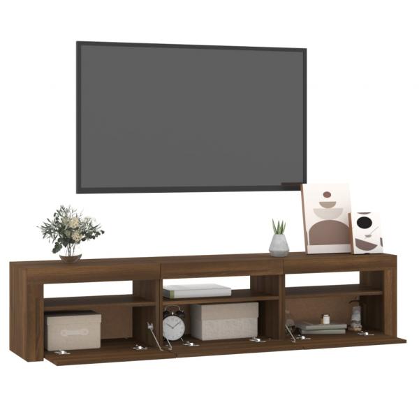 TV-Schrank mit LED-Leuchten Braun Eichen-Optik 180x35x40 cm