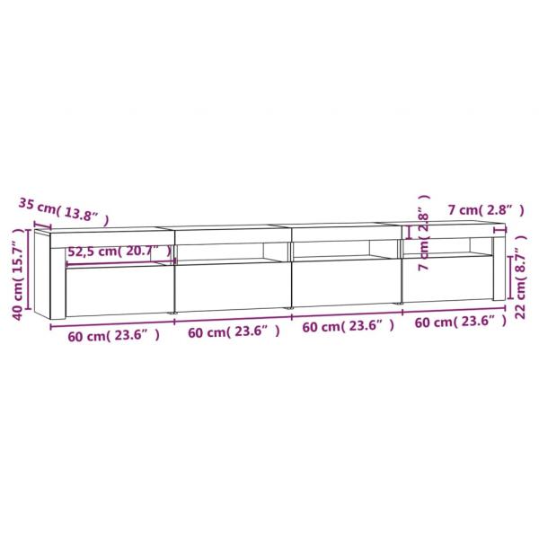 TV-Schrank mit LED-Leuchten Betongrau 240x35x40 cm