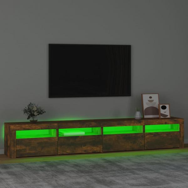 TV-Schrank mit LED-Leuchten Räuchereiche 240x35x40 cm