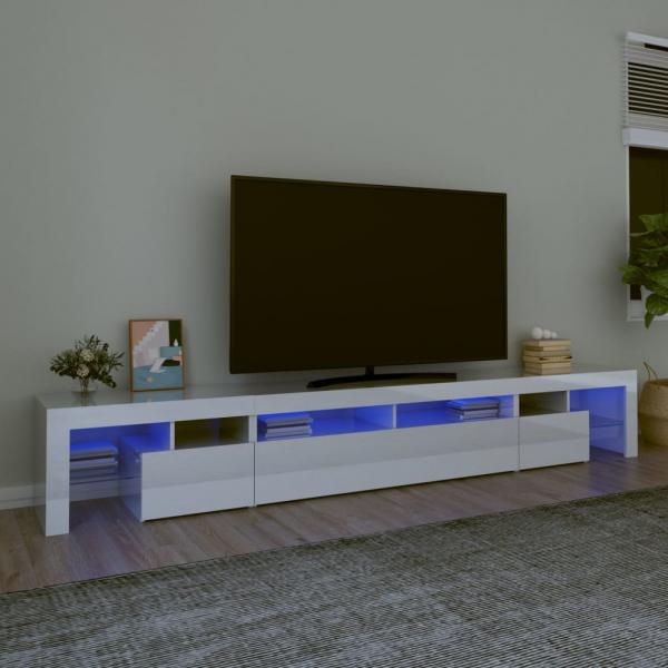 ARDEBO.de - TV-Schrank mit LED-Leuchten Hochglanz-Weiß 260x36,5x40 cm