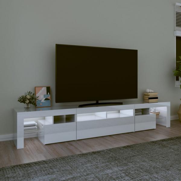 TV-Schrank mit LED-Leuchten Hochglanz-Weiß 230x36,5x40 cm