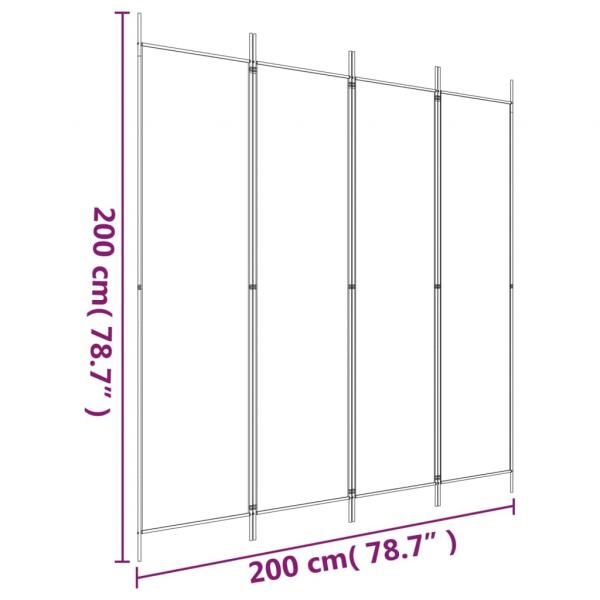 4-tlg. Paravent Schwarz 200x200 cm Stoff