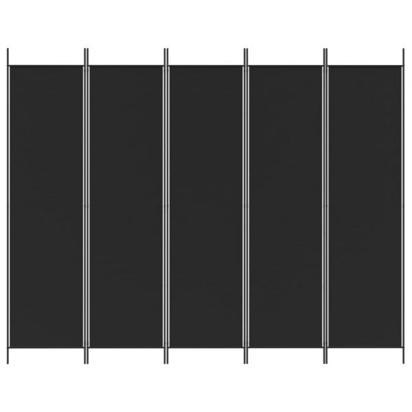 5-tlg. Paravent Schwarz 250x200 cm Stoff