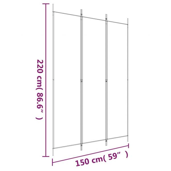 3-tlg. Paravent Anthrazit 150x220 cm Stoff