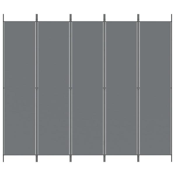 5-tlg. Paravent Anthrazit 250x220 cm Stoff