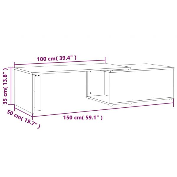 Couchtisch Räuchereiche 150x50x35 cm Holzwerkstoff