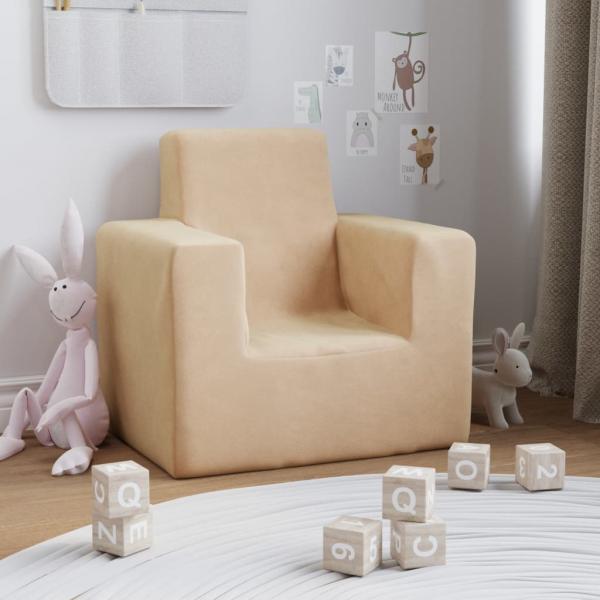 ARDEBO.de - Kindersofa Creme Weich Plüsch