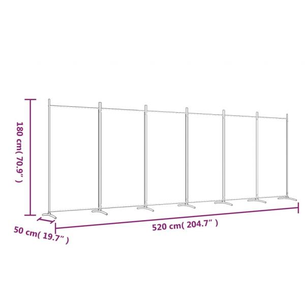 6-tlg. Paravent Anthrazit 520x180 cm Stoff