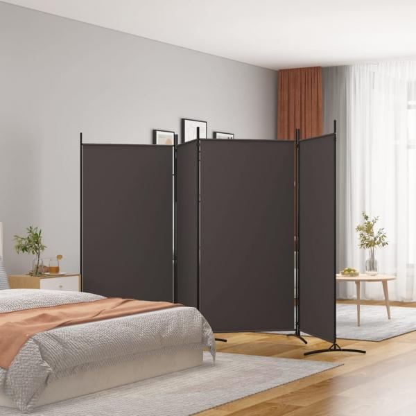 ARDEBO.de - 4-tlg. Paravent Braun 346x180 cm Stoff