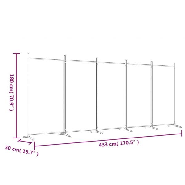 5-tlg. Paravent Braun 433x180 cm Stoff