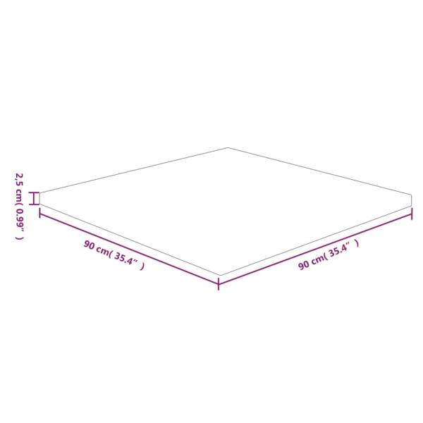 Tischplatte Quadratisch 90x90x2,5 cm Eichenholz Unbehandelt