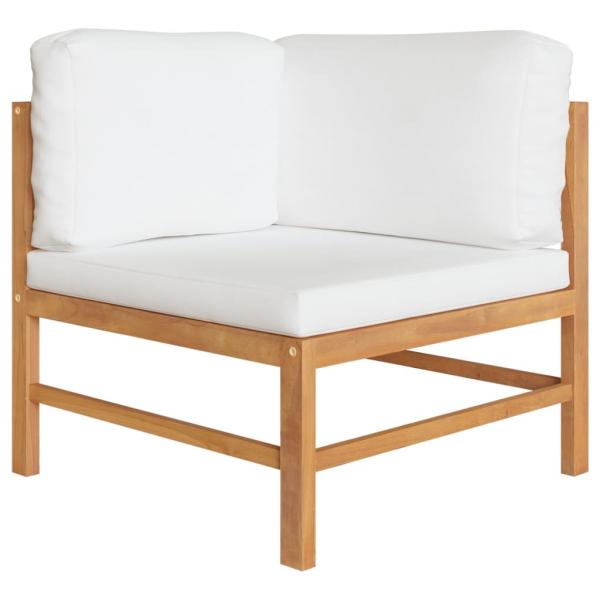 2-Sitzer-Gartensofa mit Creme Kissen Massivholz Teak